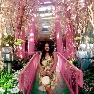 Tropical Print Dress XL yellow and green